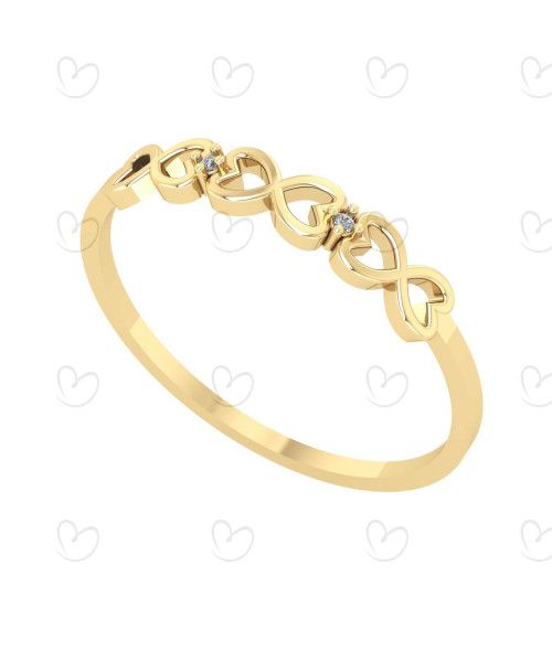 Anel Infinito com Diamante Ouro 18k