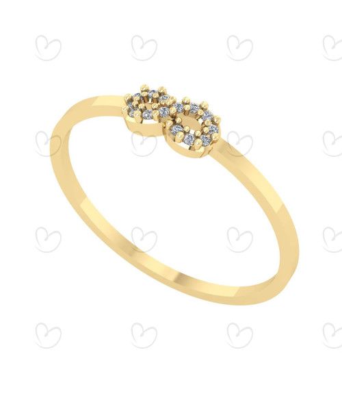 Anel Infinito com 14 Diamantes Ouro 18k