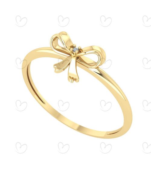 Anel Laço com Um Diamante no Centro Ouro 18k