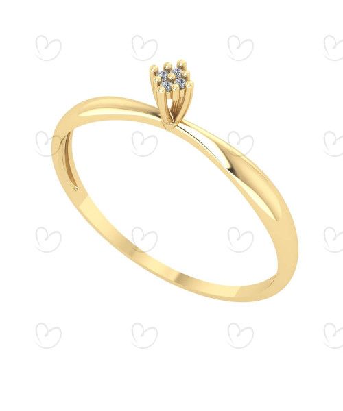 Anel Chuveiro com Diamante Ouro 18k
