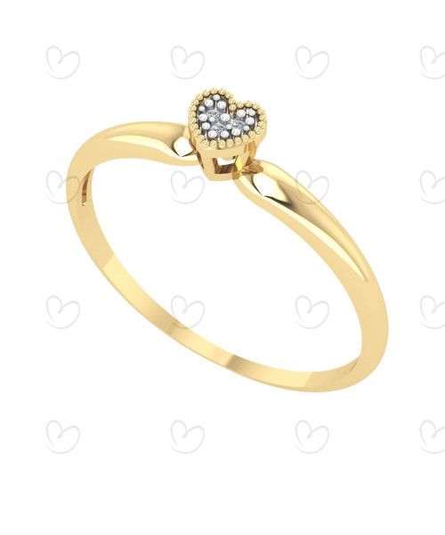 Anel Chuveirinho de Coração com Diamantes Ouro 18k