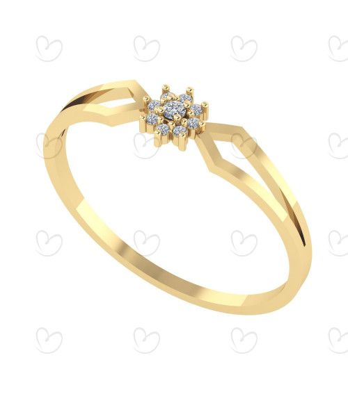 Anel Pavê Miolo Flor com Diamante Ouro 18k