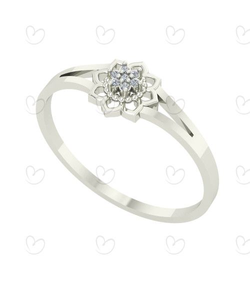 Anel Flor Pavê com Diamantes Ouro 18k