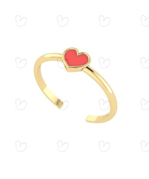 Anel Falange Coração com Resina Ouro 18k