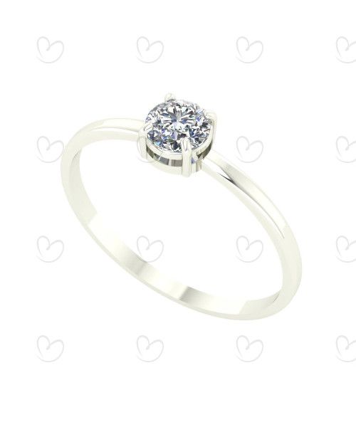 Anel Solitário com Pedra 4.5mm Zircônia Ouro Branco 18k