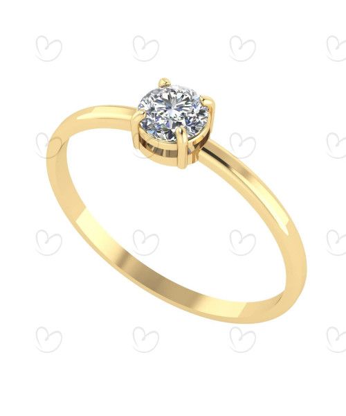 Anel Solitário com Pedra 4.5mm Zircônia Ouro 18k