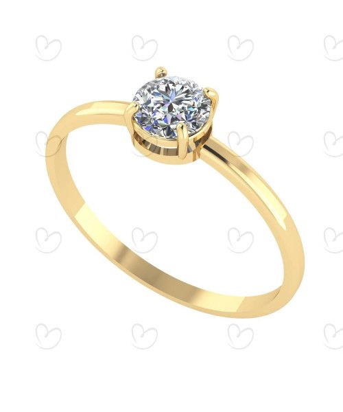 Anel Solitário com Zircônia 5mm Ouro 18k