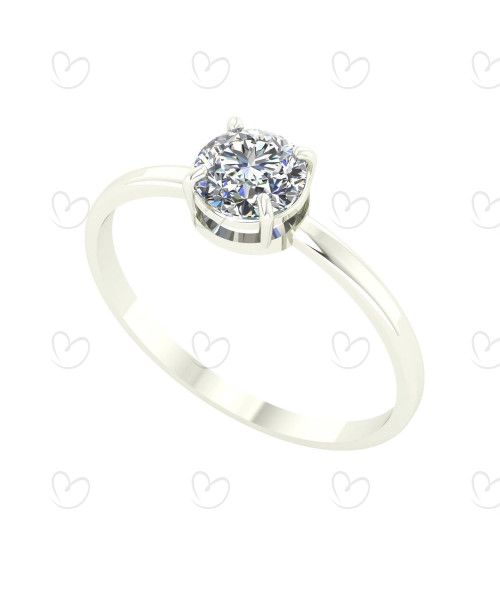 Anel Solitário com Zircônia 5.5mm Ouro Branco 18k