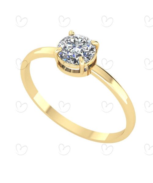 Anel Solitário com Zircônia 5.5mm Ouro 18k