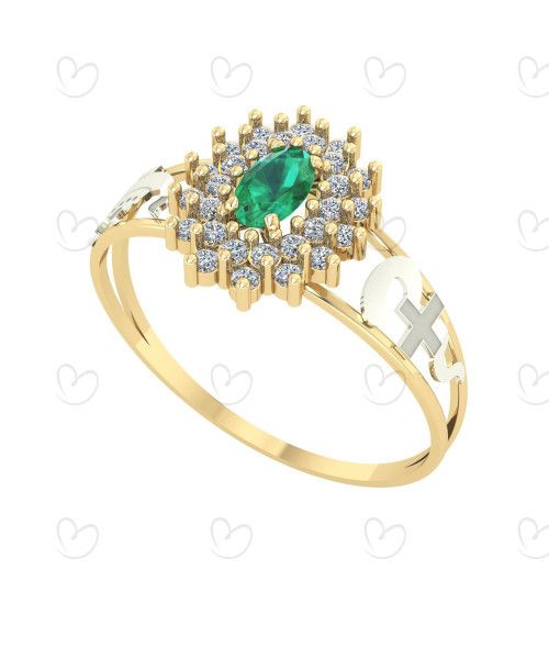 Anel Formatura Oval Grande 2 Fileiras Enfermagem Ouro 18k