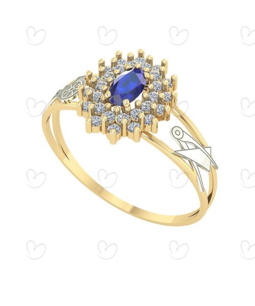 Anel Formatura Oval Grande 2 Fileiras Engenharia Civil Ouro 18k