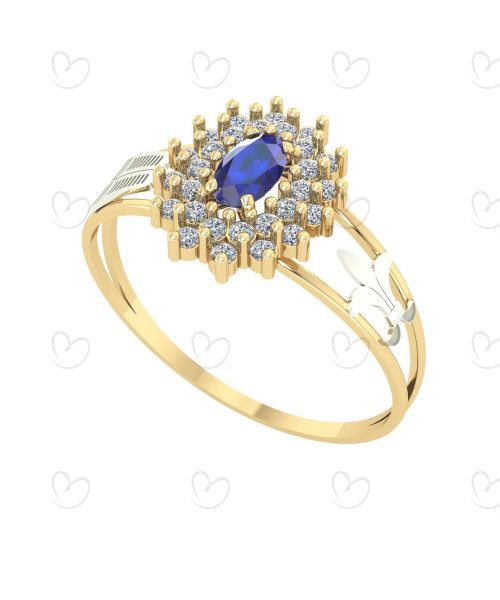 Anel Formatura Oval Grande 2 Fileira Pedagogia Ouro 18k