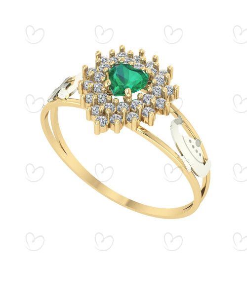 Anel Formatura Coração 2 Fileiras Enfermagem Ouro 18k