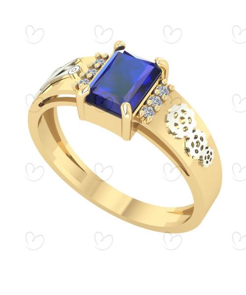 Anel Formatura Retangular Engenharia Mecânica Ouro 18k