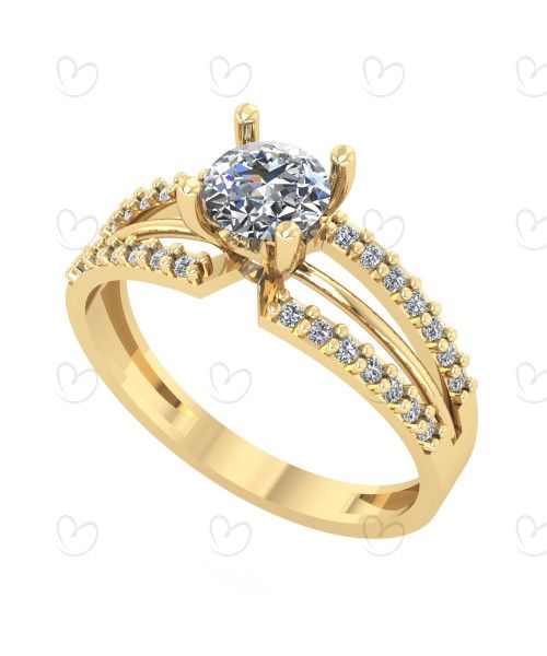 Anel Solitário com Pedras de Zircônia Ouro 18k