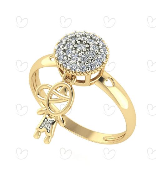 Anel Chuveiro Pingente Menino Ouro 18k