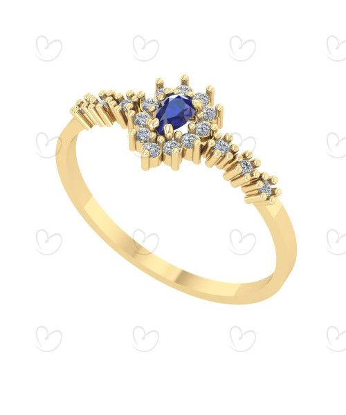 Anel Gota Formatura Aro com Pedras Psicologia Ouro 18k