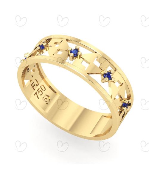 Anel Formatura Administração Trabalhado Feminino Ouro 18k
