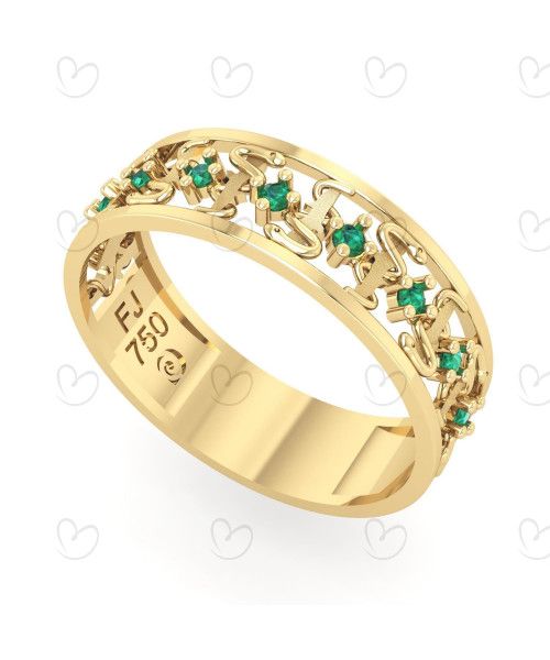 Anel Formatura Medicina Trabalhado Feminino Ouro 18k