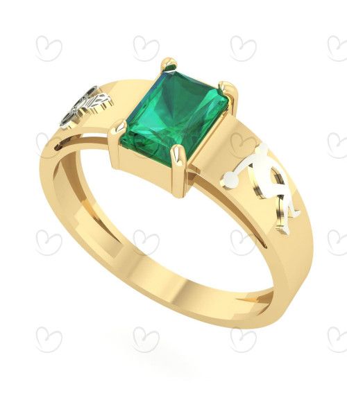 Anel Formatura Retangular 5x7mm Educação Física Ouro 18k