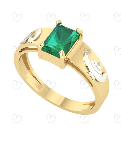 Anel Formatura Retangular 5x7mm Enfermagem Ouro 18k