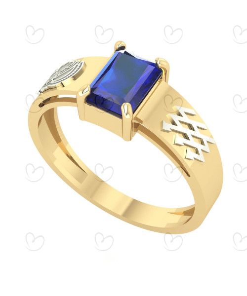Anel Formatura Retangular 5x7mm Engenharia Elétrica Ouro 18k