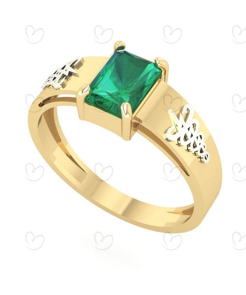 Anel Formatura Retangular 5x7mm Fisioterapia Ouro 18k