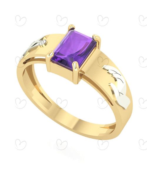 Anel Formatura Retangular 5x7mm Moda Ouro 18k