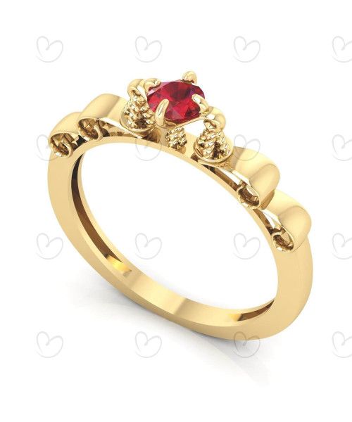Anel Formatura Solitário Direito Trabalhado Ouro 18k