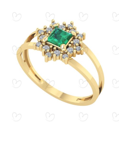 Anel Formatura Flor Quadrado Nutrição Ouro 18k