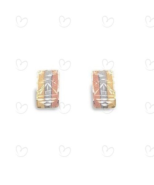 Brinco Escrava Côncava Tricolor Ouro 18k