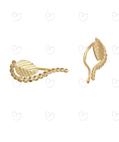 Brinco Ear Cuff Folha Ouro 18k