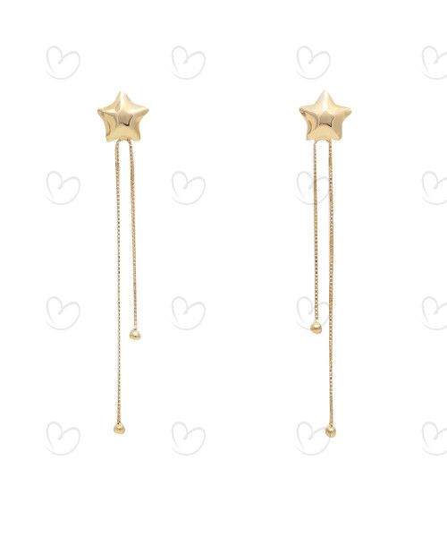 Brinco Estrela com Franja Ouro 18k
