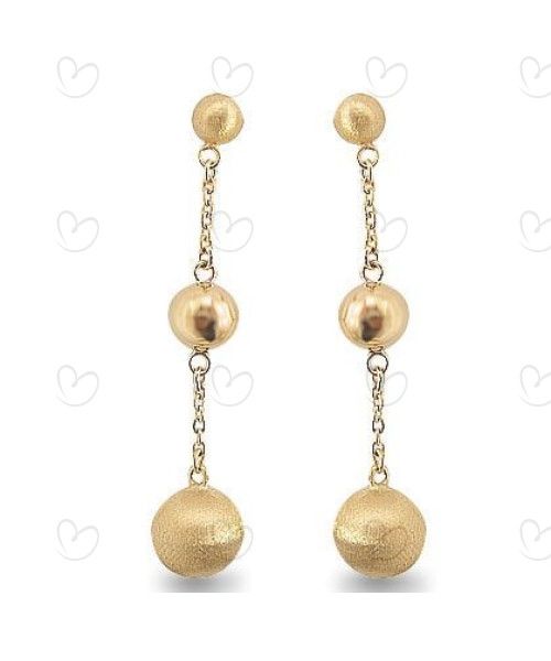 Brinco Três Bolas Crescente Ouro 18k