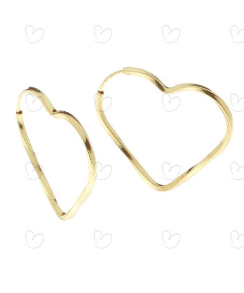 Brinco Argola Coração Torcido 1.7cm Ouro 18k