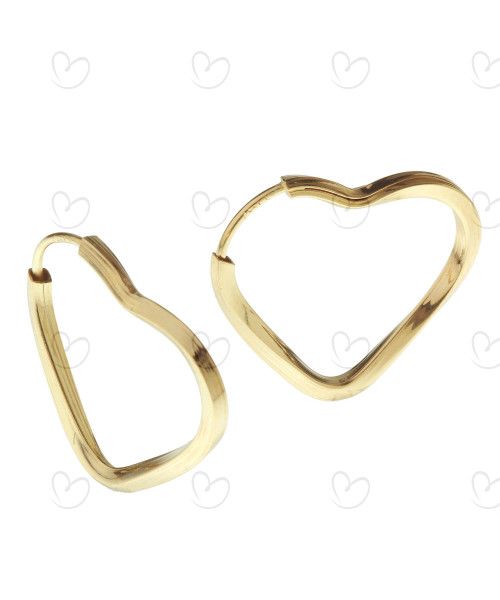 Brinco Argola Coração Torcido 1.8 cm Ouro 18k