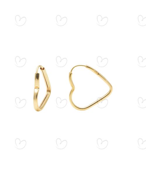 Brinco Argola Coração Fininho 1.6cm Ouro 18k