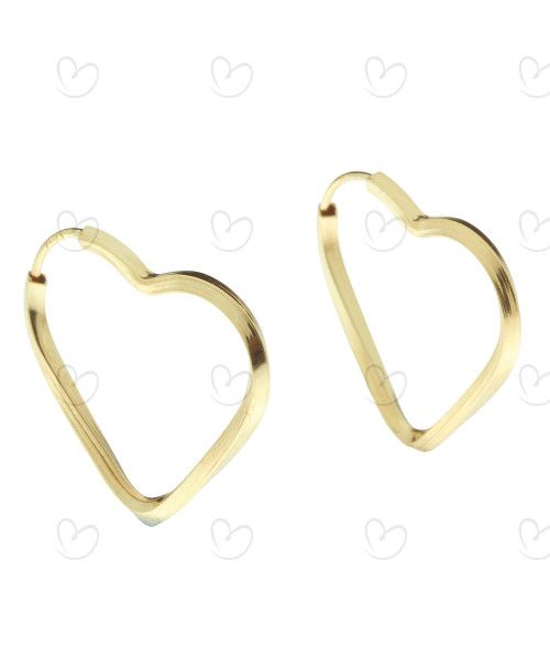 Brinco Argola Coração Torcido 1.8cm Ouro 18k