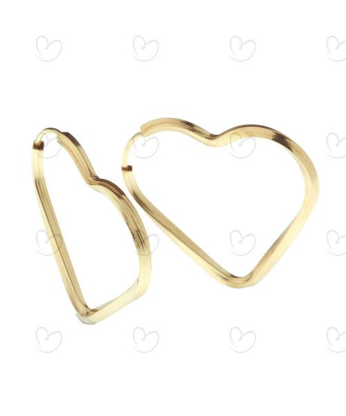 Brinco Argola Coração Torcido 2.3cm Ouro 18k