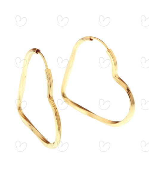 Brinco Argola Coração Torcida 2,7cm Ouro 18k