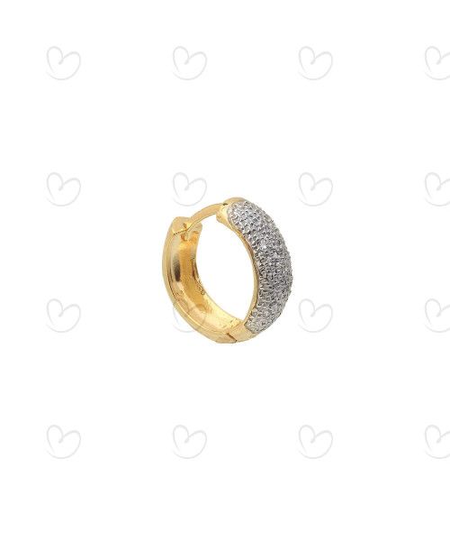 Brinco Masculino Argola Redonda Pavê 1 Unidade Ouro 18k