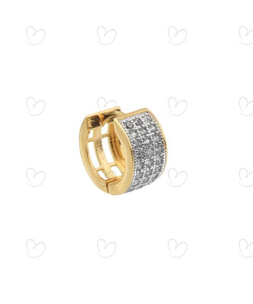 Brinco Masculino Argola Quadrada Pavê 1 Unidade Ouro 18k