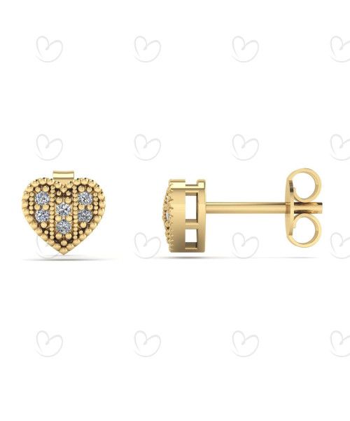 Brinco Chuveiro Coração com Pedras de Zircônia Ouro 18k
