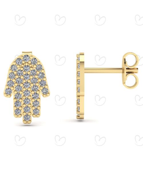 Brinco Hamsá com Zircônia Ouro 18k