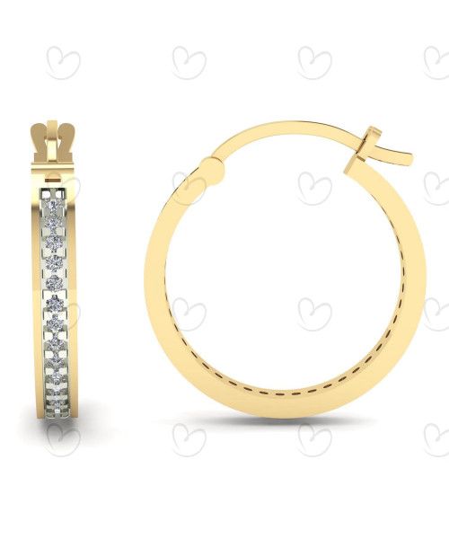 Brinco Argola com Zircônia Medio Ouro 18k