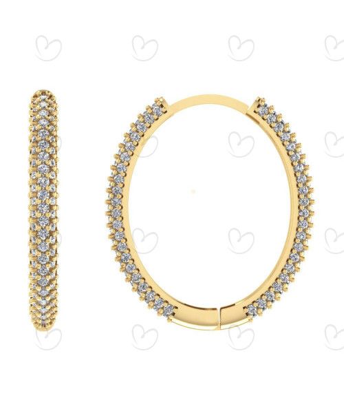 Brinco Argola Pavê Grande Ouro 18k