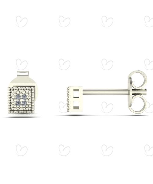 Brinco Chuveiro Quadrado com Diamante Ouro Branco 18k