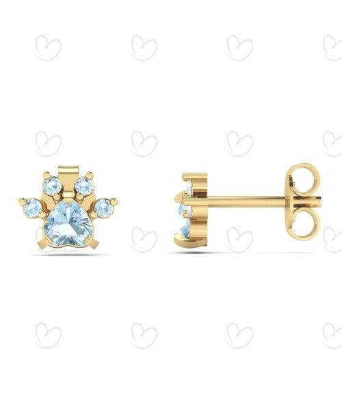 Brinco Patinha Pet Azul Ouro 18k