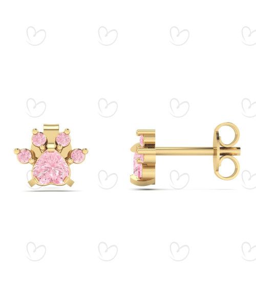 Brinco Patinha Pet Rosa Ouro 18k