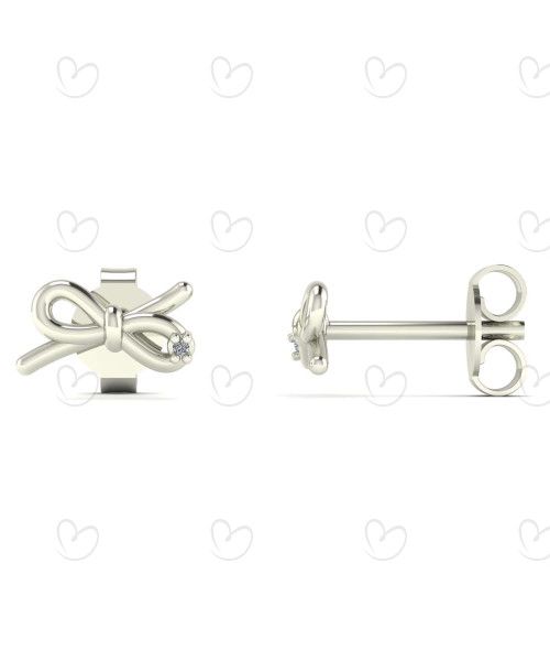 Brinco Laço com Diamante Ouro Branco 18k